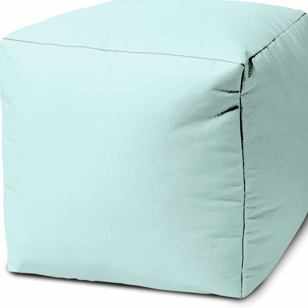 17" Cool Pale Aqua Solid Color Indoor Outdoor Pouf Ottoman