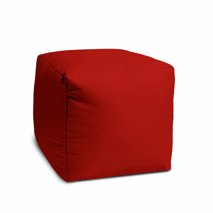 17" Dark Brown Canvas Cube Outdoor Pouf Ottoman