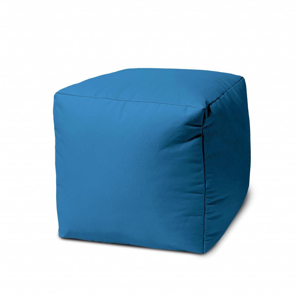 17" Dark Brown Canvas Cube Outdoor Pouf Ottoman