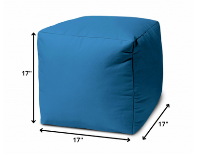 17" Dark Brown Canvas Cube Outdoor Pouf Ottoman