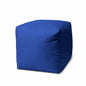 17" Blue Canvas Cube Outdoor Pouf Ottoman