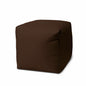 17" Dark Brown Canvas Cube Outdoor Pouf Ottoman