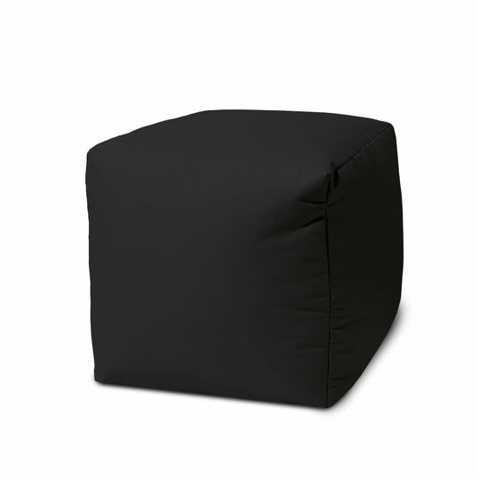 17" Black Canvas Cube Outdoor Pouf Ottoman