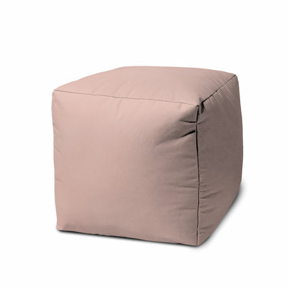 17" Dark Brown Canvas Cube Outdoor Pouf Ottoman