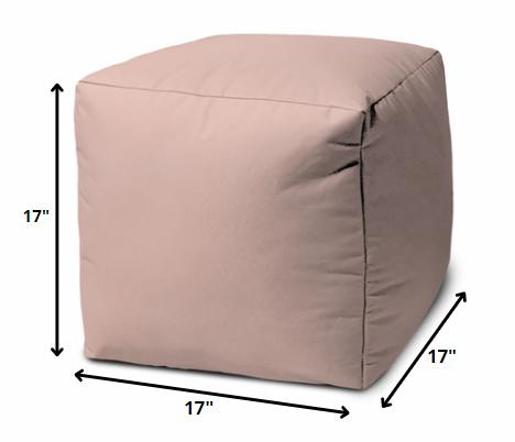 17" Dark Brown Canvas Cube Outdoor Pouf Ottoman