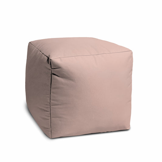 17" Dark Brown Canvas Cube Outdoor Pouf Ottoman