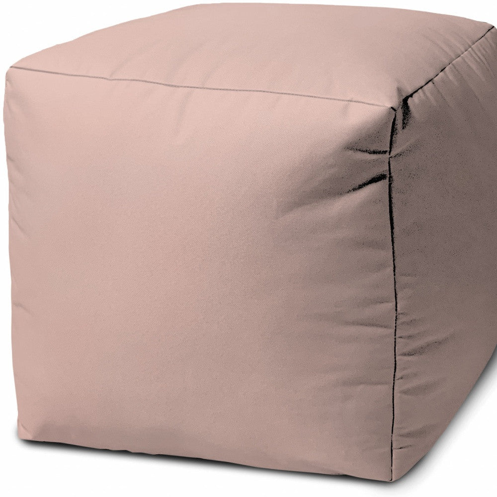 17" Dark Brown Canvas Cube Outdoor Pouf Ottoman