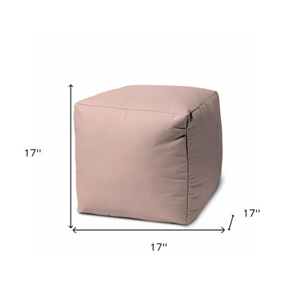 17" Dark Brown Canvas Cube Outdoor Pouf Ottoman