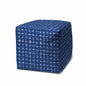 17" Blue and White Polyester Cube Geometric Outdoor Pouf Ottoman