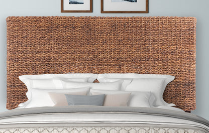 Brown Natural and Rustic Woven Banana Leaf Straight King Size Headboard