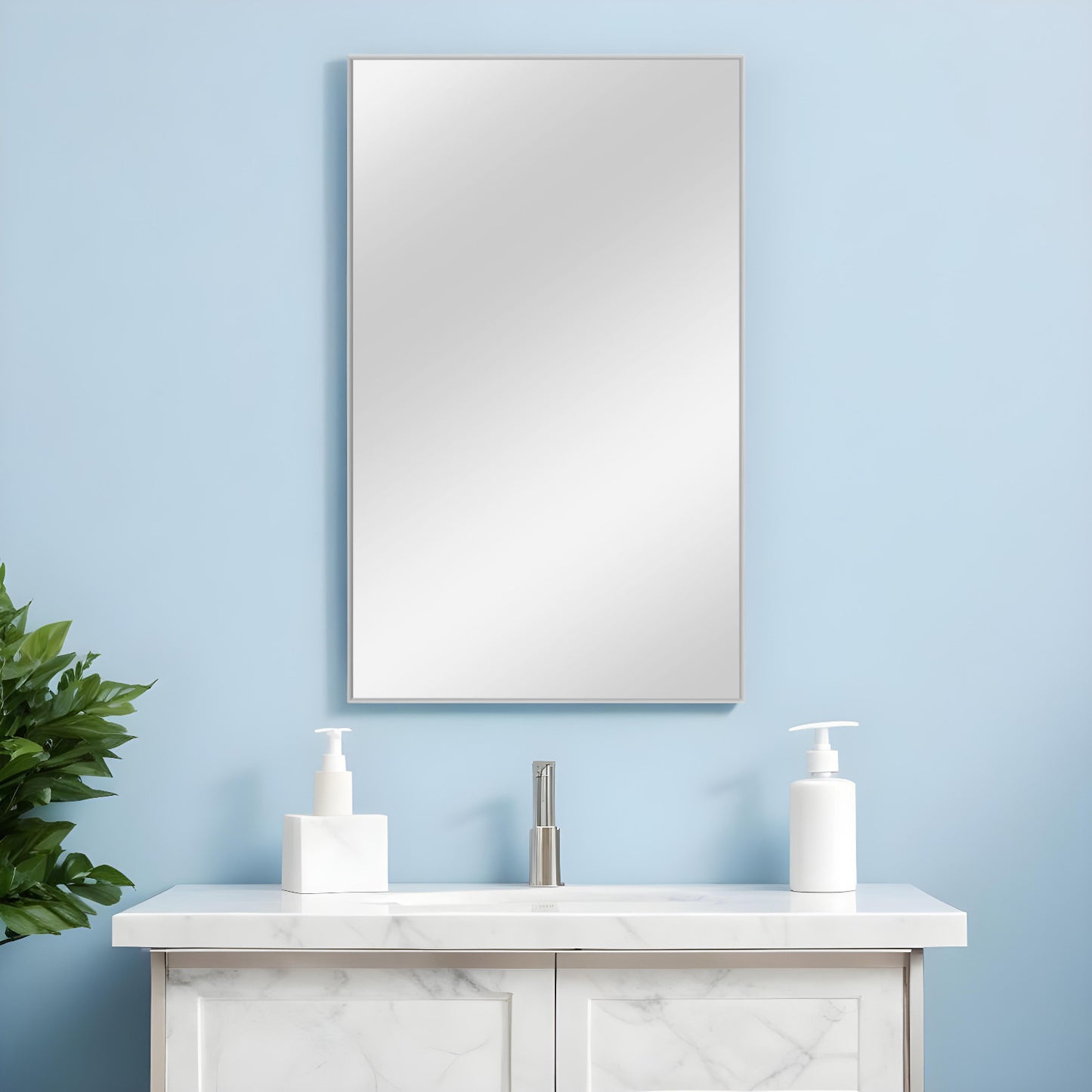 51" Silver Metal Framed Accent Mirror