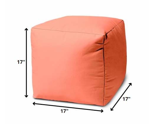 17" Cool Orange Solid Color Indoor Outdoor Pouf Cover