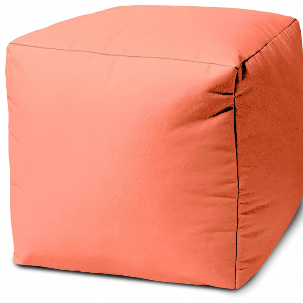 17" Cool Orange Solid Color Indoor Outdoor Pouf Cover