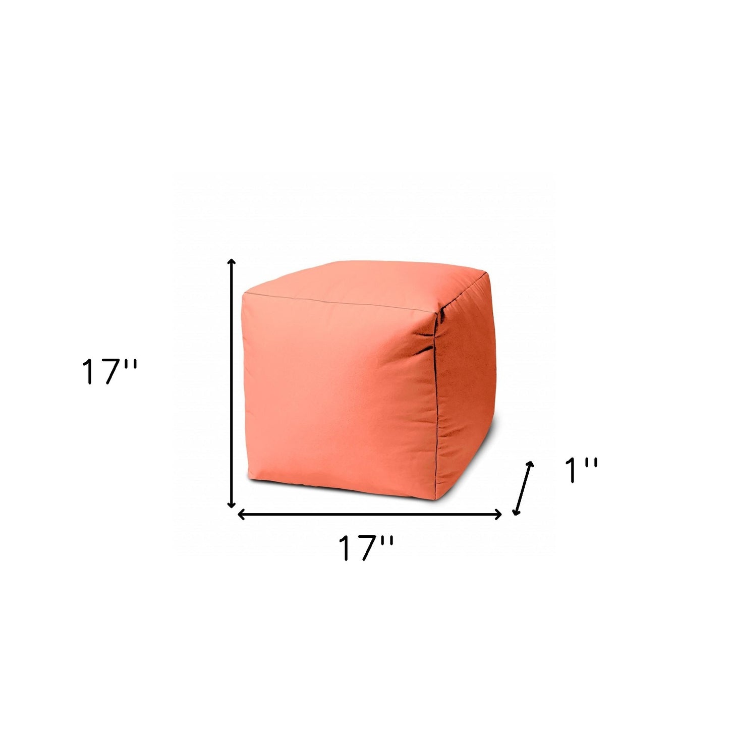 17" Cool Orange Solid Color Indoor Outdoor Pouf Cover