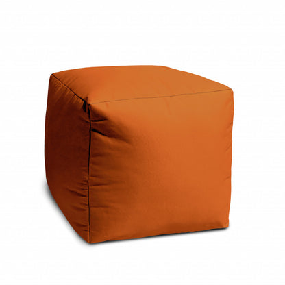 17" Cool Orange Solid Color Indoor Outdoor Pouf Cover