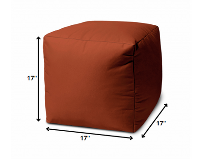 17" Cool Orange Solid Color Indoor Outdoor Pouf Cover