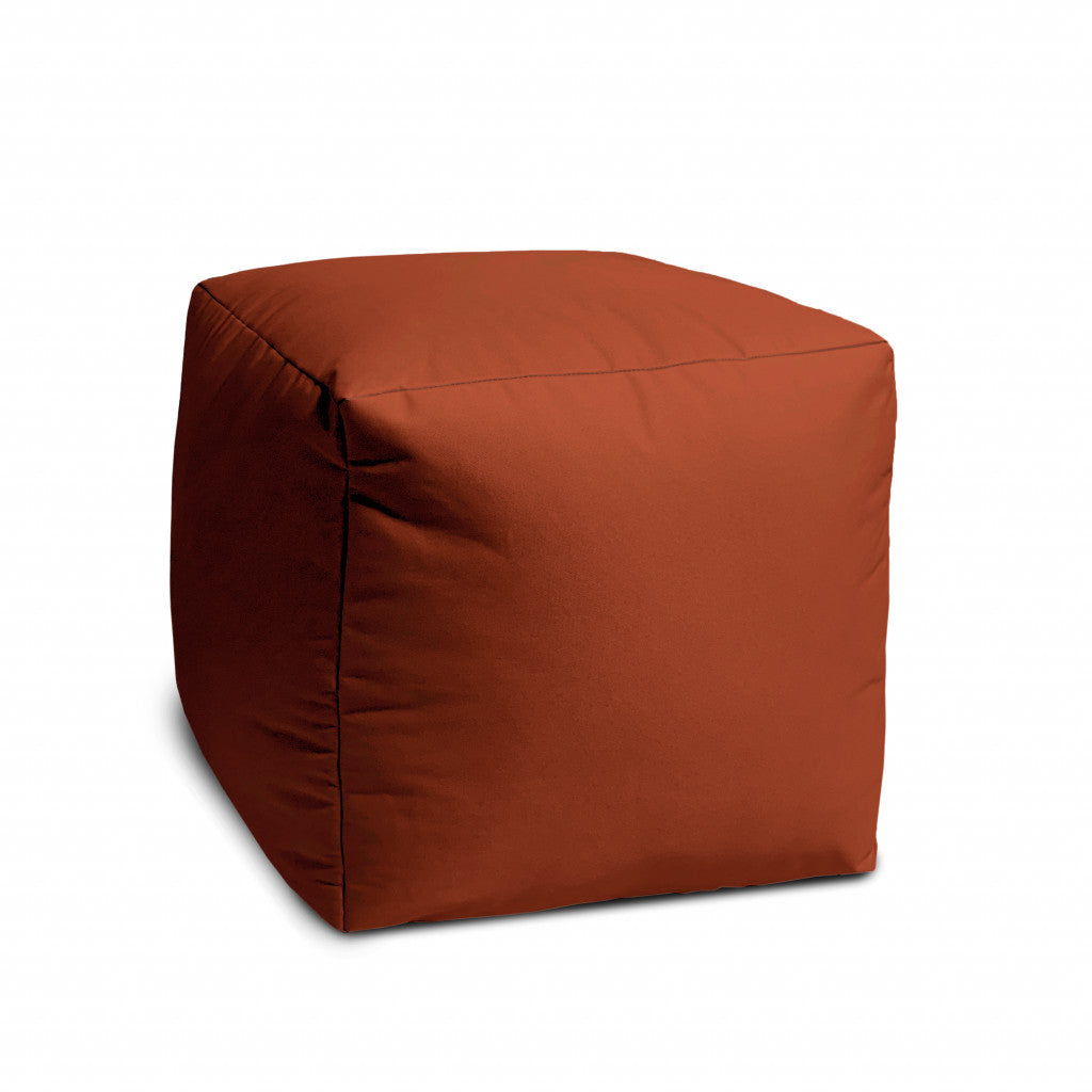 17" Cool Orange Solid Color Indoor Outdoor Pouf Cover