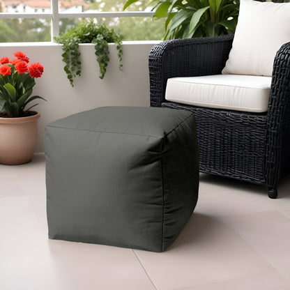 17" Cool Orange Solid Color Indoor Outdoor Pouf Cover