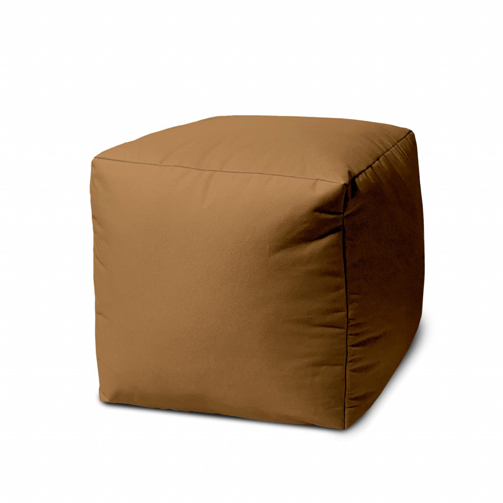 17" Cool Orange Solid Color Indoor Outdoor Pouf Cover