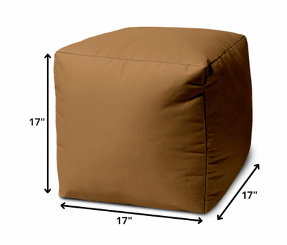 17" Cool Orange Solid Color Indoor Outdoor Pouf Cover