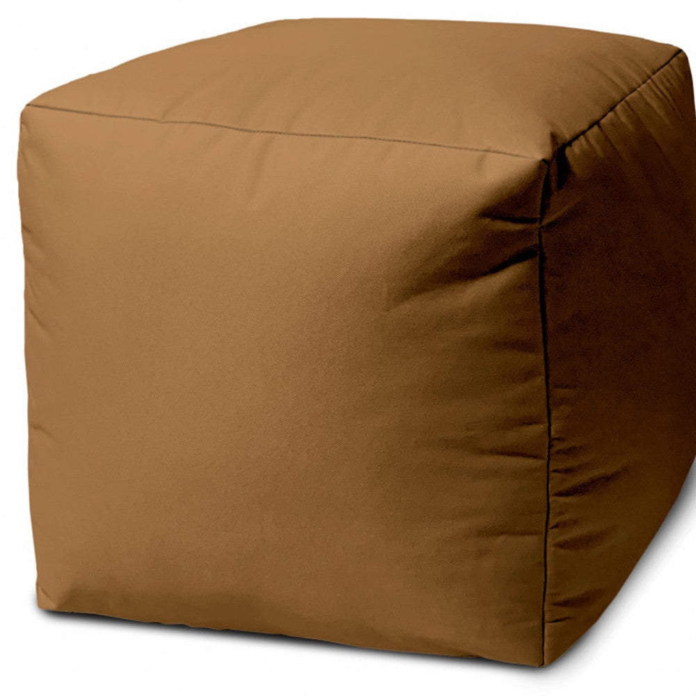 17" Cool Orange Solid Color Indoor Outdoor Pouf Cover