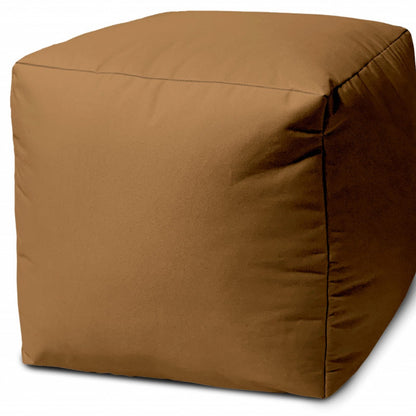 17" Cool Orange Solid Color Indoor Outdoor Pouf Cover