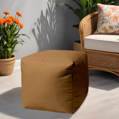 17" Cool Orange Solid Color Indoor Outdoor Pouf Cover