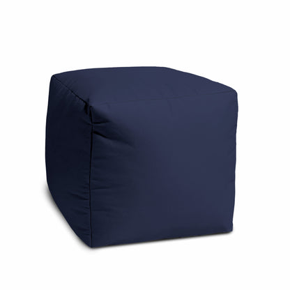 17" Cool Warm Indigo Blue Solid Color Indoor Outdoor Pouf Cover