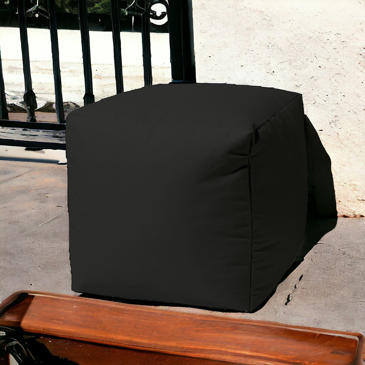 17" Cool Orange Solid Color Indoor Outdoor Pouf Cover