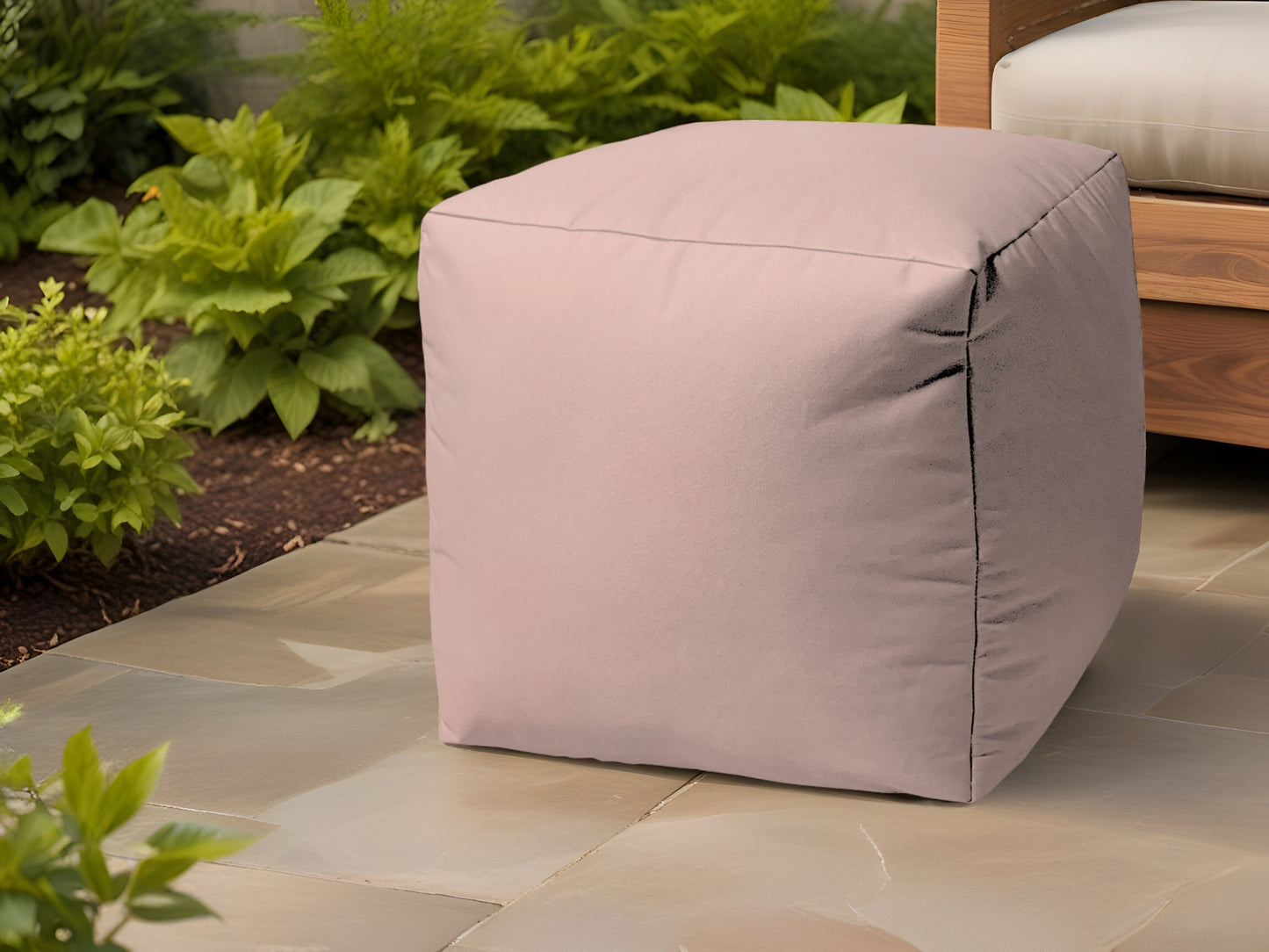 17" Cool Orange Solid Color Indoor Outdoor Pouf Cover