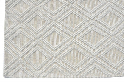 6' X 9' Ivory Geometric Handmade Area Rug