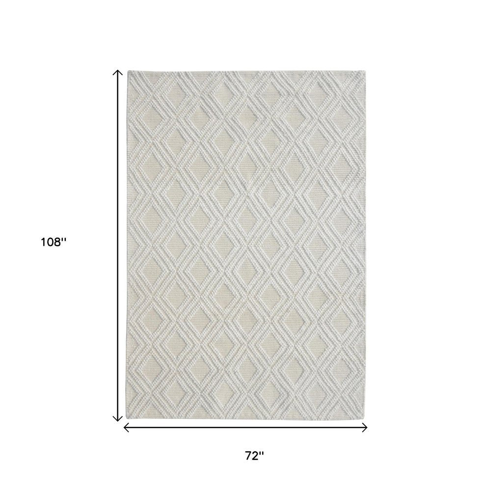 6' X 9' Ivory Geometric Handmade Area Rug
