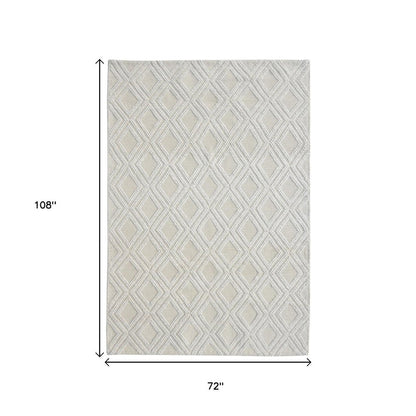 6' X 9' Ivory Geometric Handmade Area Rug