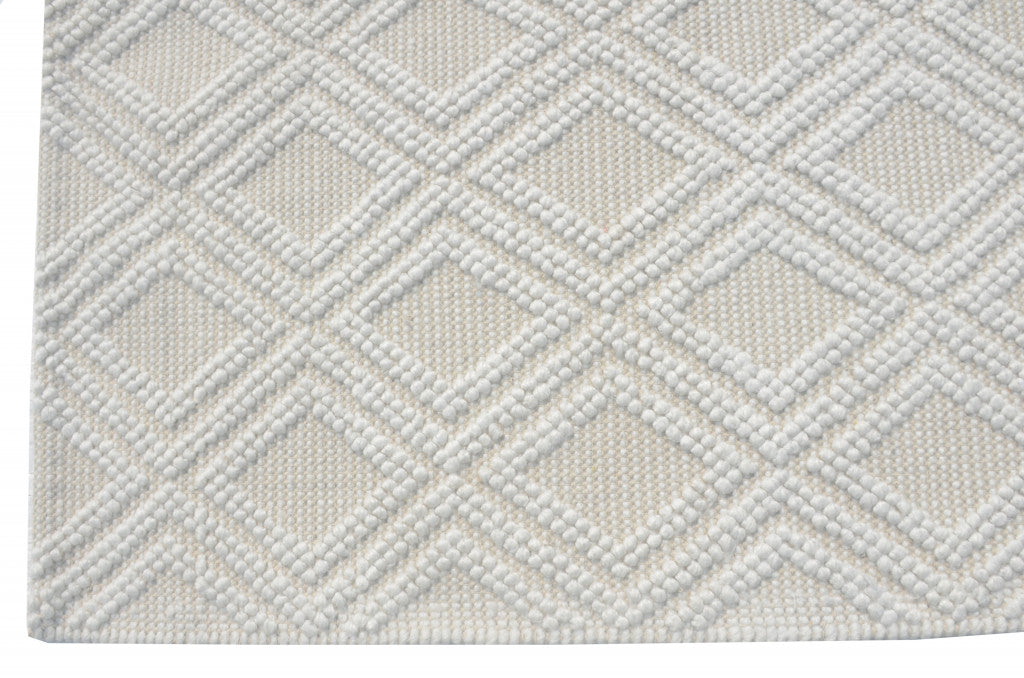 8' X 11' Ivory Geometric Handmade Area Rug