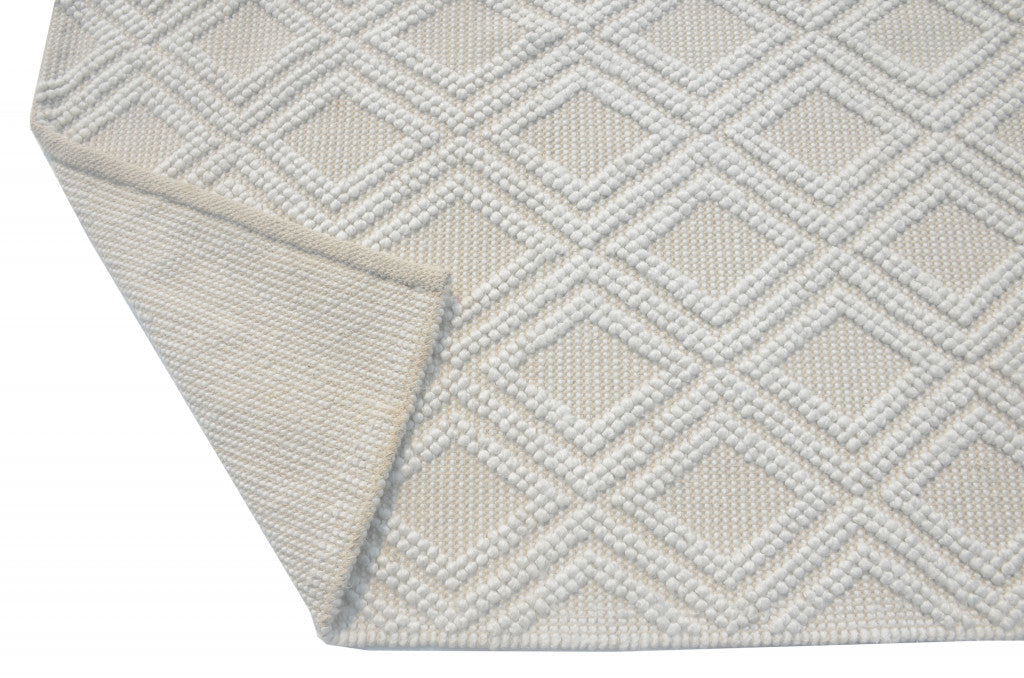 9' X 13' Ivory Diamond Lattice Modern Area Rug