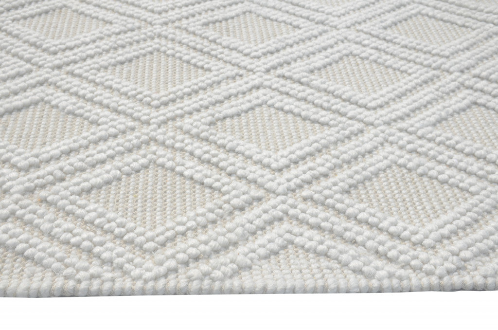 9' X 13' Ivory Diamond Lattice Modern Area Rug