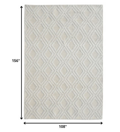 9' X 13' Ivory Diamond Lattice Modern Area Rug