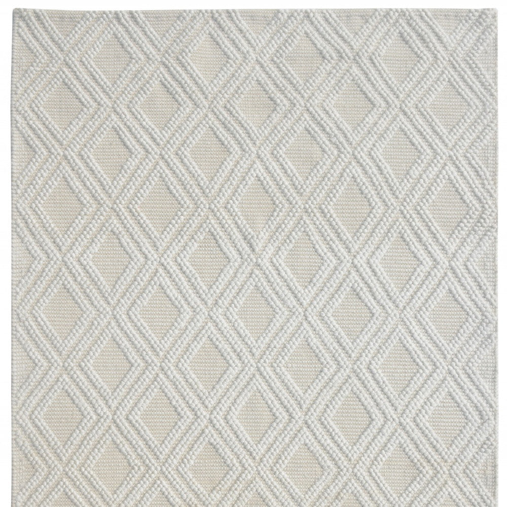 9' X 13' Ivory Diamond Lattice Modern Area Rug