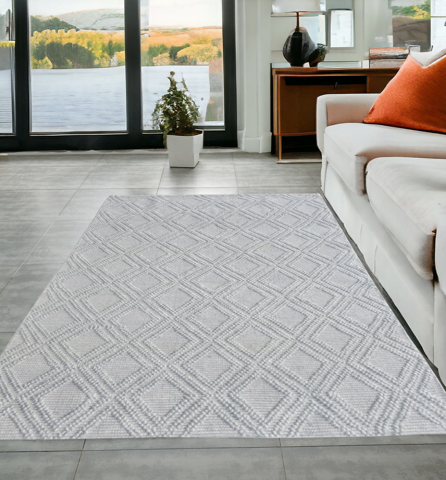 5' X 7' Gray Geometric Handmade Area Rug