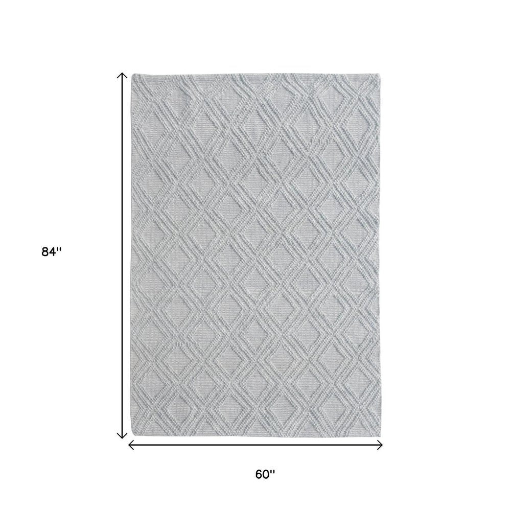 5' X 7' Gray Geometric Handmade Area Rug