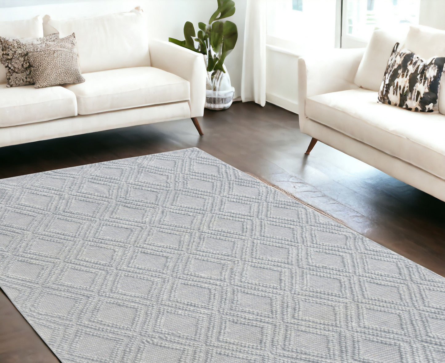 6' X 9' Gray Geometric Handmade Area Rug