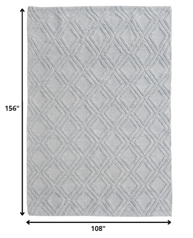 9' X 13' Gray Diamond Lattice Modern Area Rug