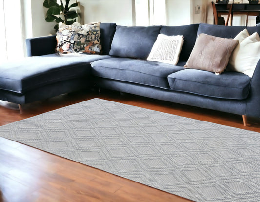 9' X 13' Gray Diamond Lattice Modern Area Rug