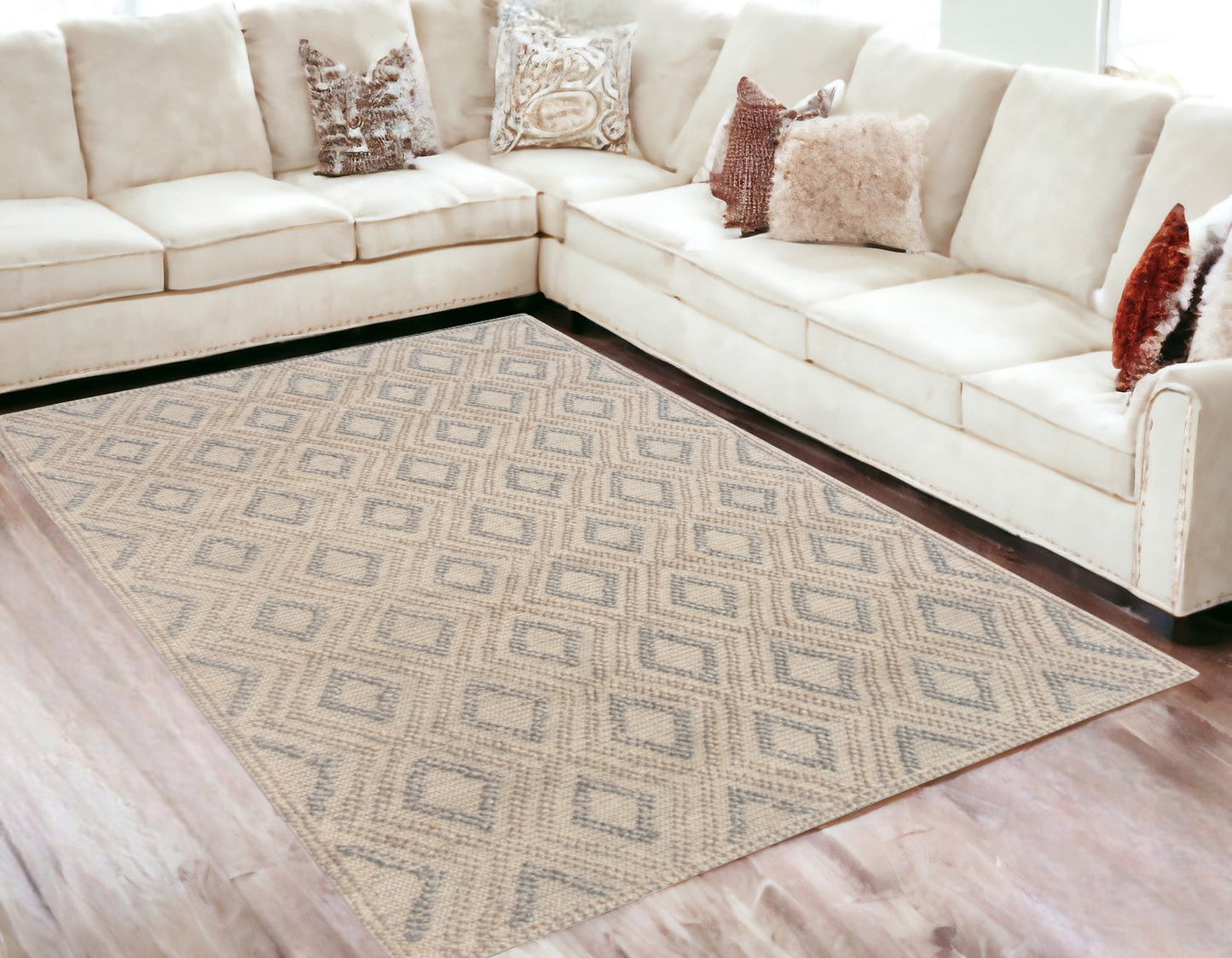 5' X 7' Natural Geometric Handmade Area Rug