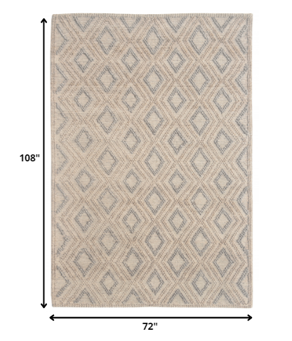 6' X 9' Natural Geometric Handmade Area Rug