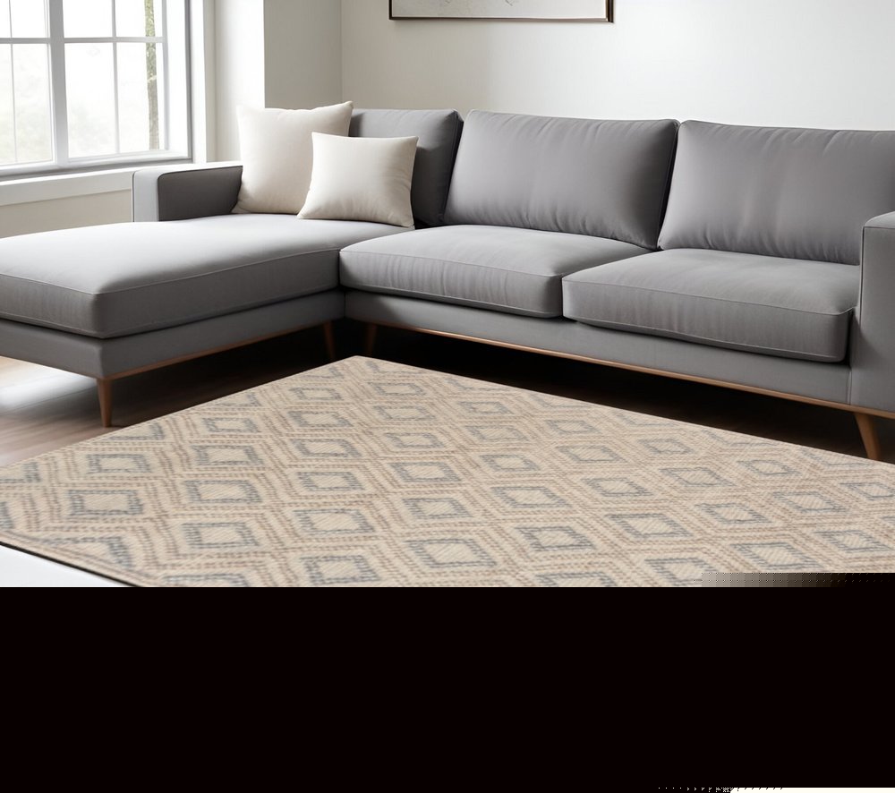 6' X 9' Natural Geometric Handmade Area Rug