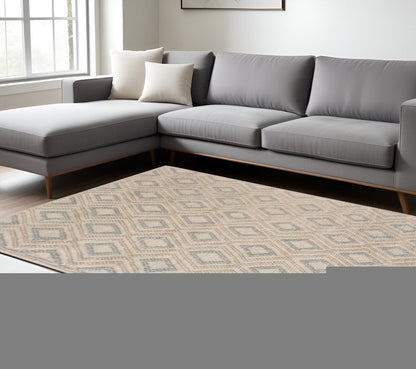 6' X 9' Natural Geometric Handmade Area Rug
