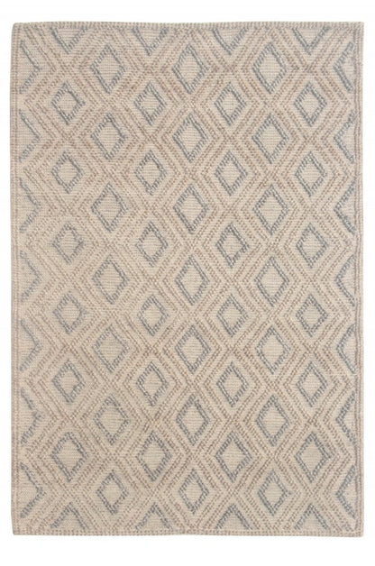 9' X 13' Tan Gray Diamond Lattice Modern Area Rug