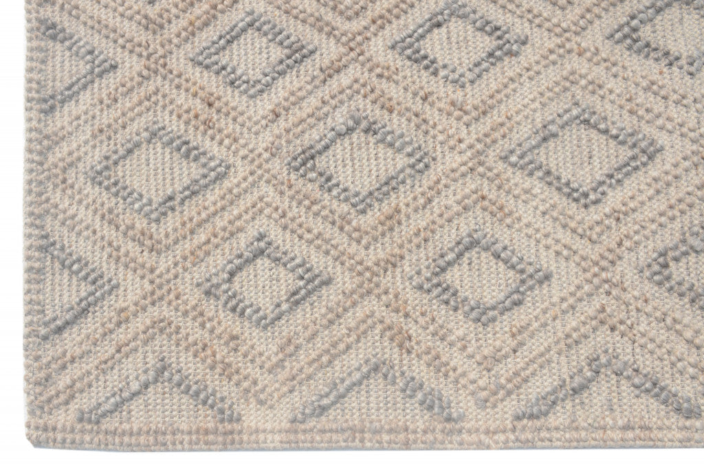 9' X 13' Tan Gray Diamond Lattice Modern Area Rug