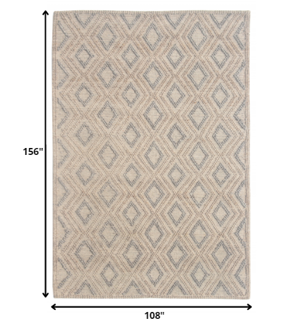 9' X 13' Tan Gray Diamond Lattice Modern Area Rug